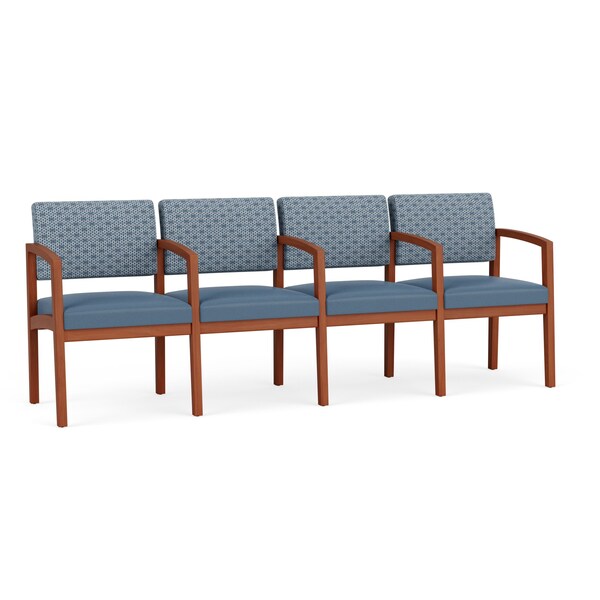 Lesro Lenox Wood 4 Seat Tandem Seating Wood Frame, Cherry, RS Rain Song Back, MD Titan Seat LW4103 - main